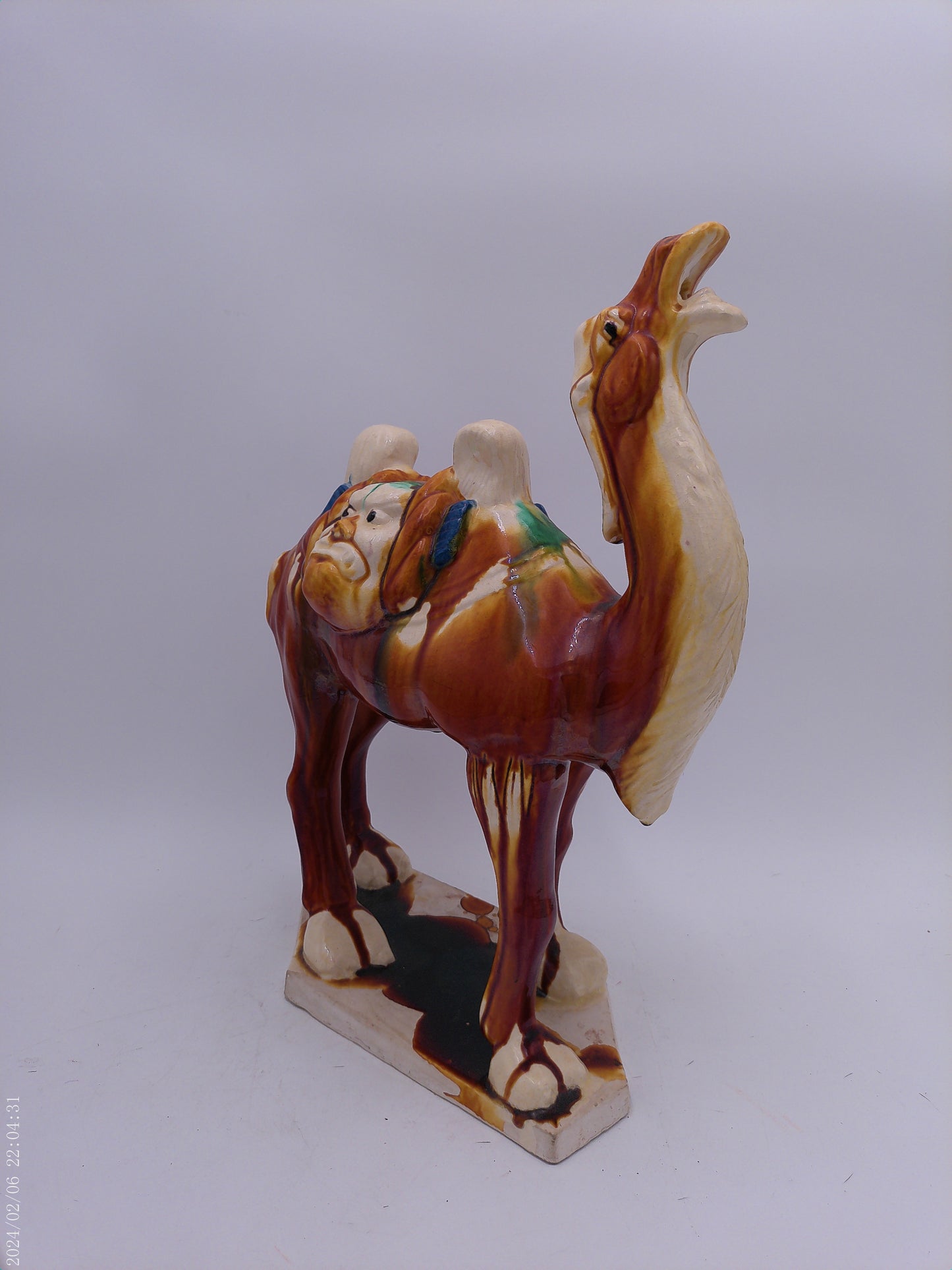 Camel Two Gargoyle Faces on Saddle with Fangs Marked Pottery Vintage