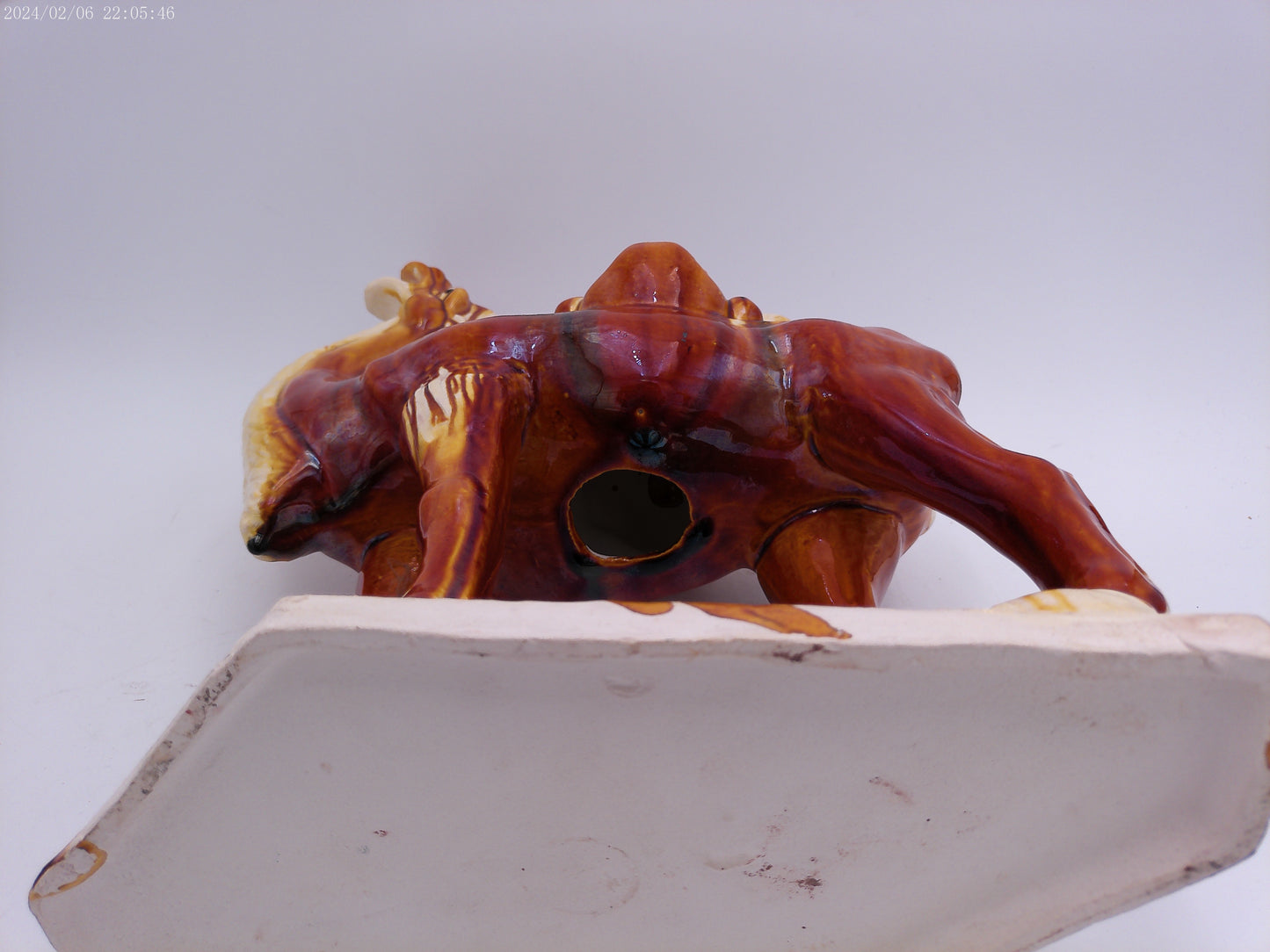 Camel Two Gargoyle Faces on Saddle with Fangs Marked Pottery Vintage