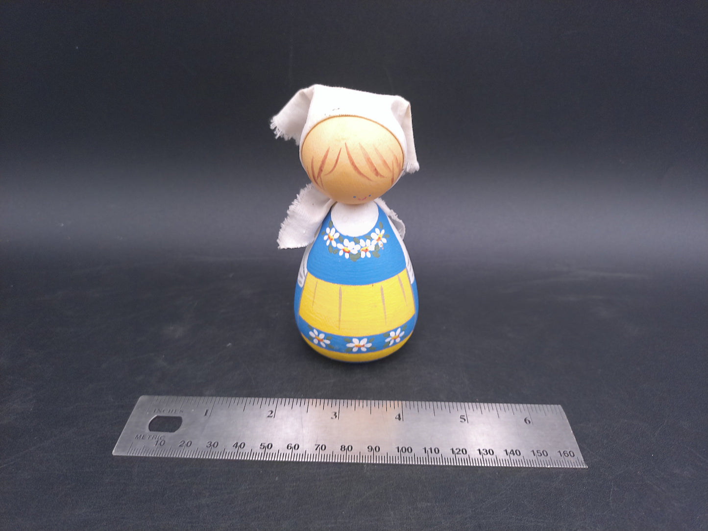 Small Wooden Doll Sweden Girl Vintage