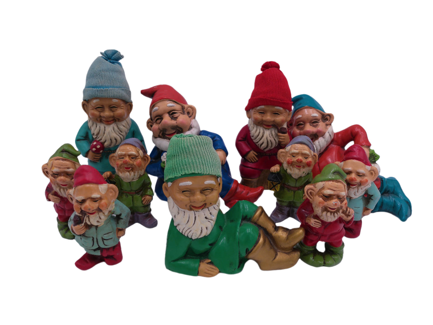 Gnome Vintage Chalkware Gnomes Elves Dwarves Figurines set of 11