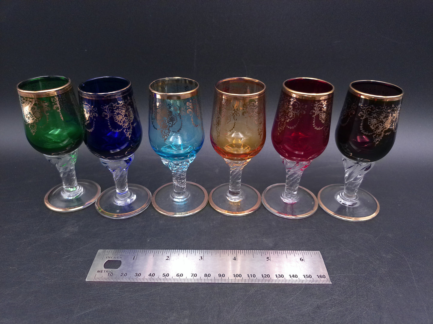 Real Gold Rim Design Set 6 Pieces Glasses Crystal Glass Vnery Rare Design