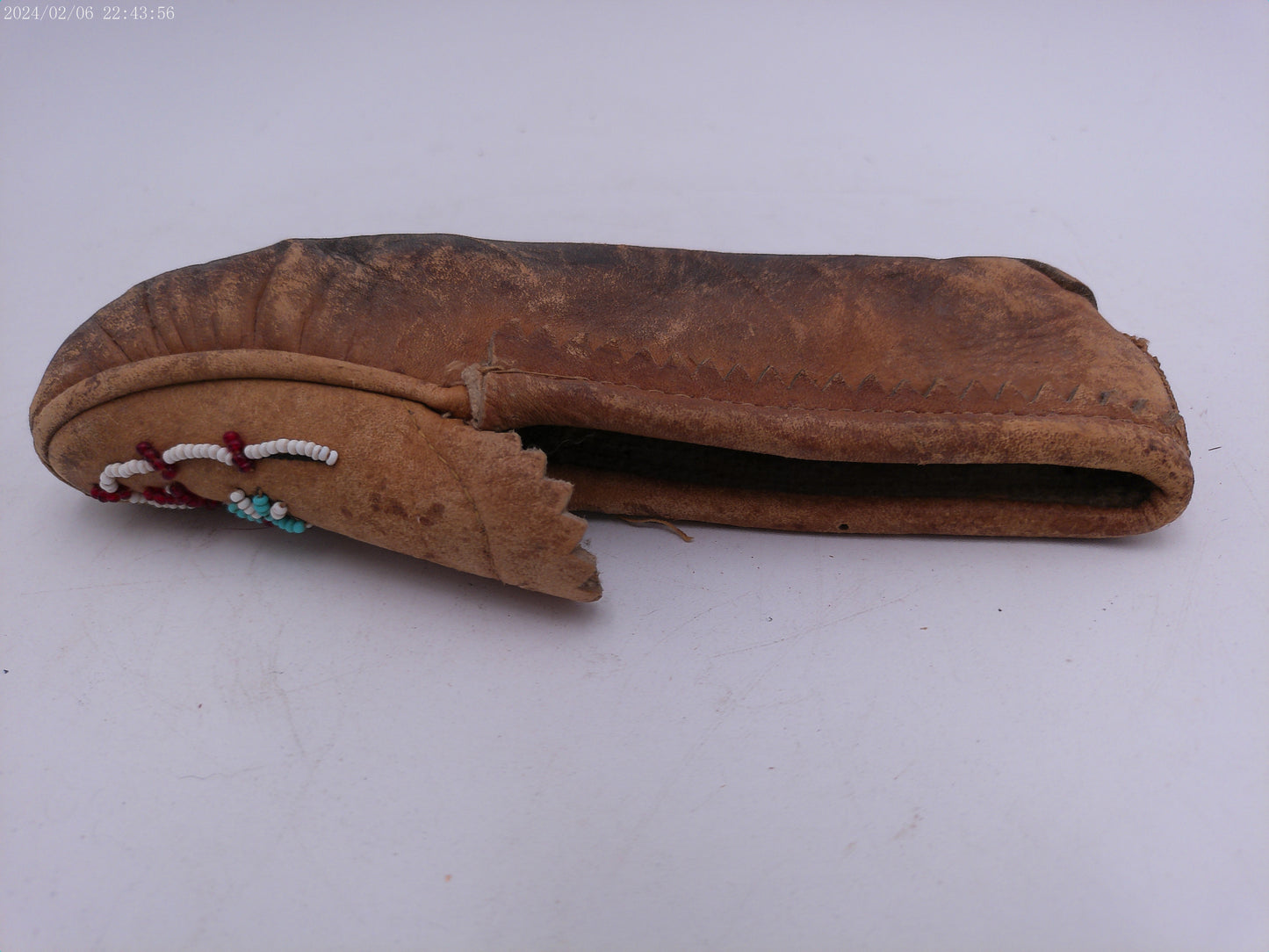 Antique Leather Moccasins  Shoe Old Vintage  Indian Tribe