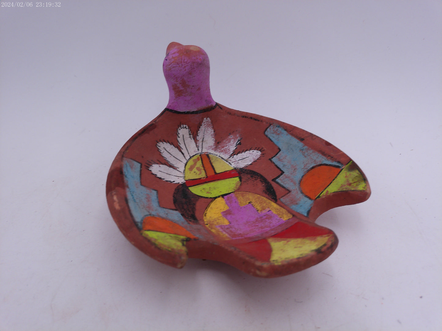 American Indian Bird Tray Bowl Made of Clay