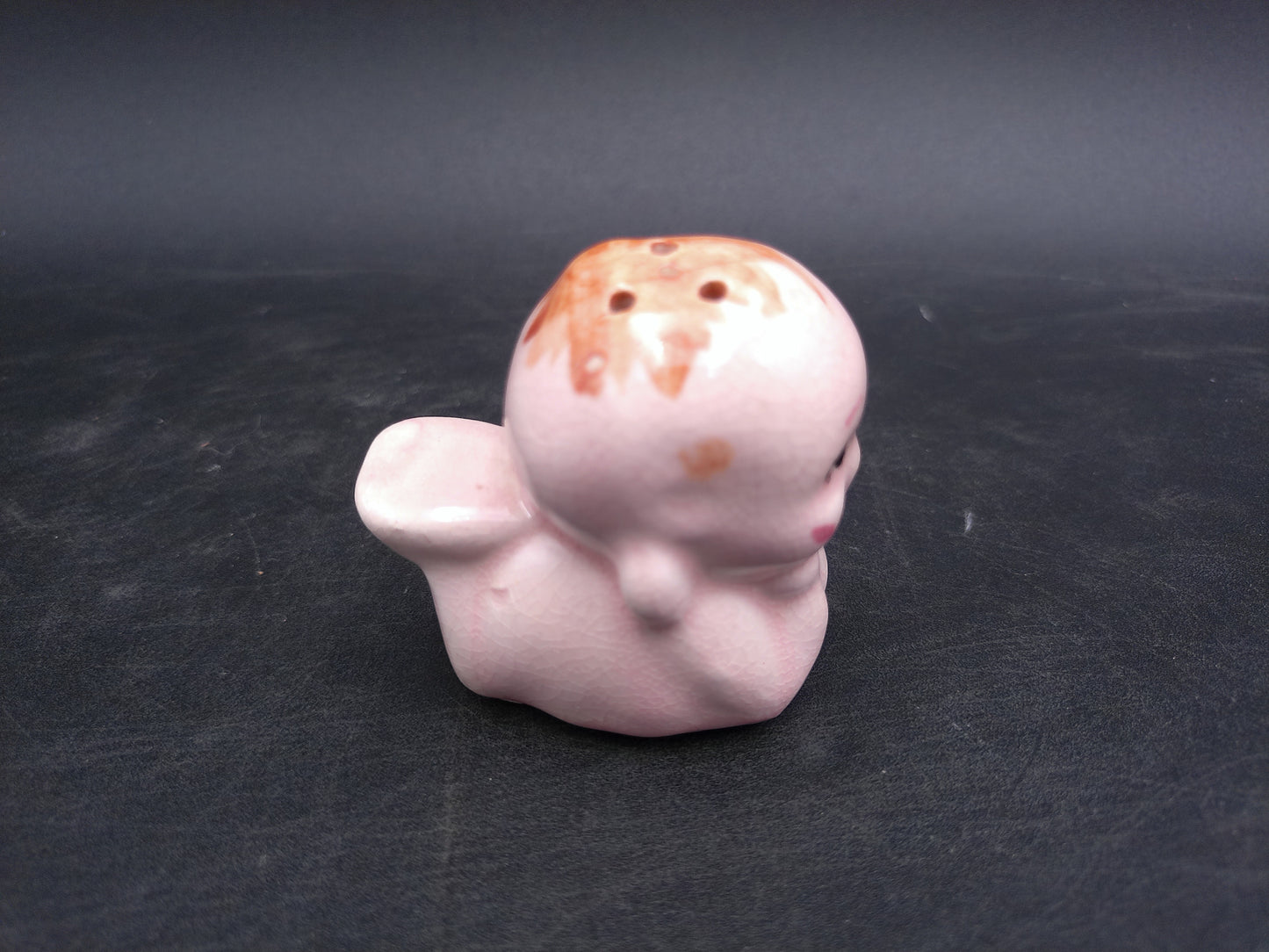Kewpie Baby Doll Ceramic Salt Shaker And Flower Pepper Shaker