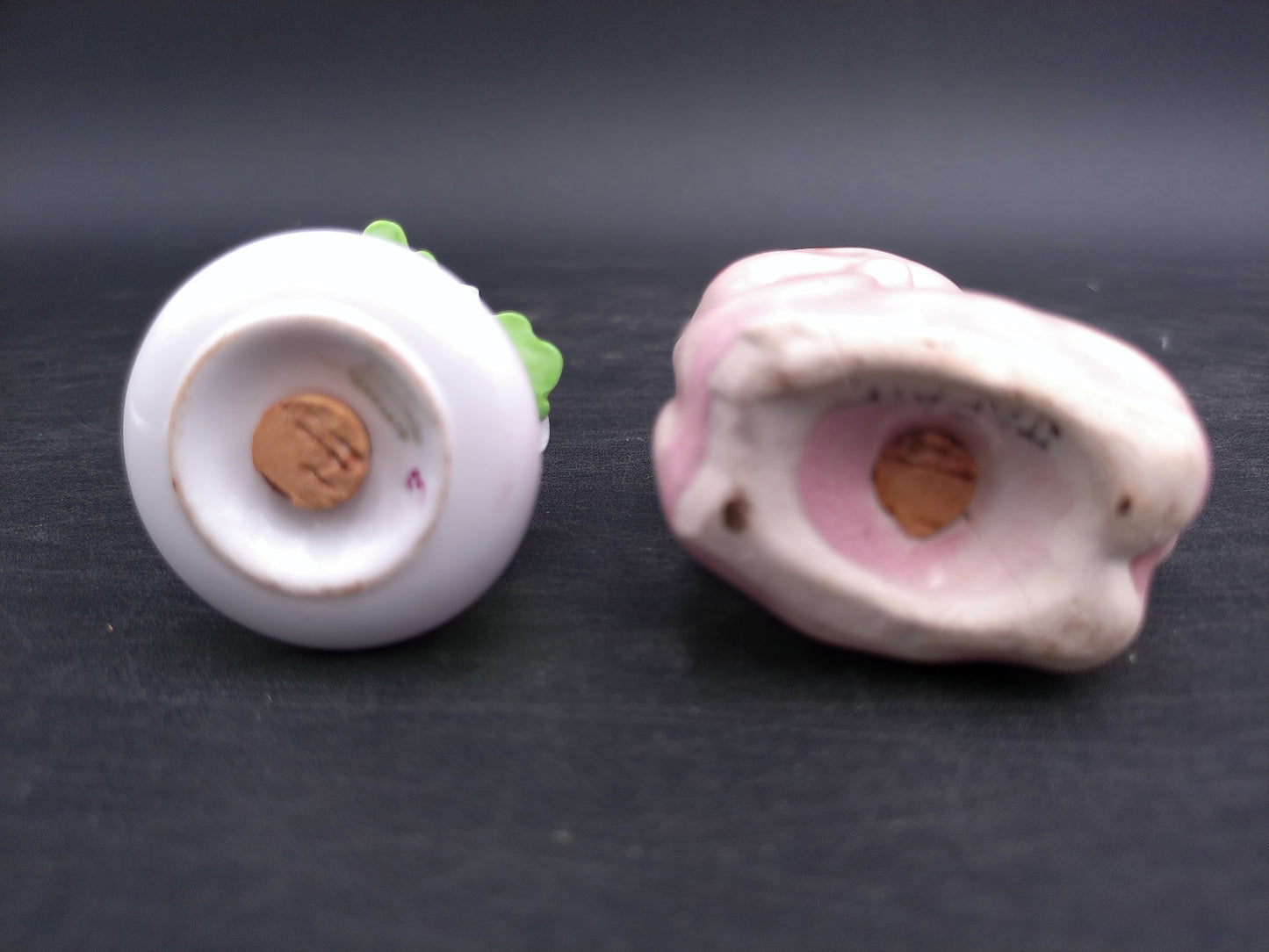 Kewpie Baby Doll Ceramic Salt Shaker And Flower Pepper Shaker