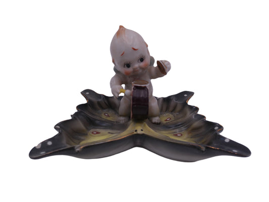 Kewpie with pot and spoon on Butterfly tray bowl Rare