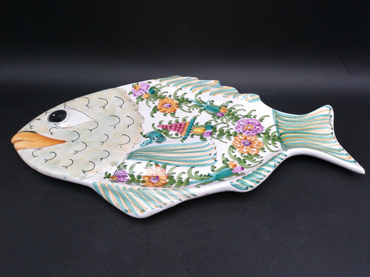 Hand Painted Ceramic Colorful Fish Platter Signed