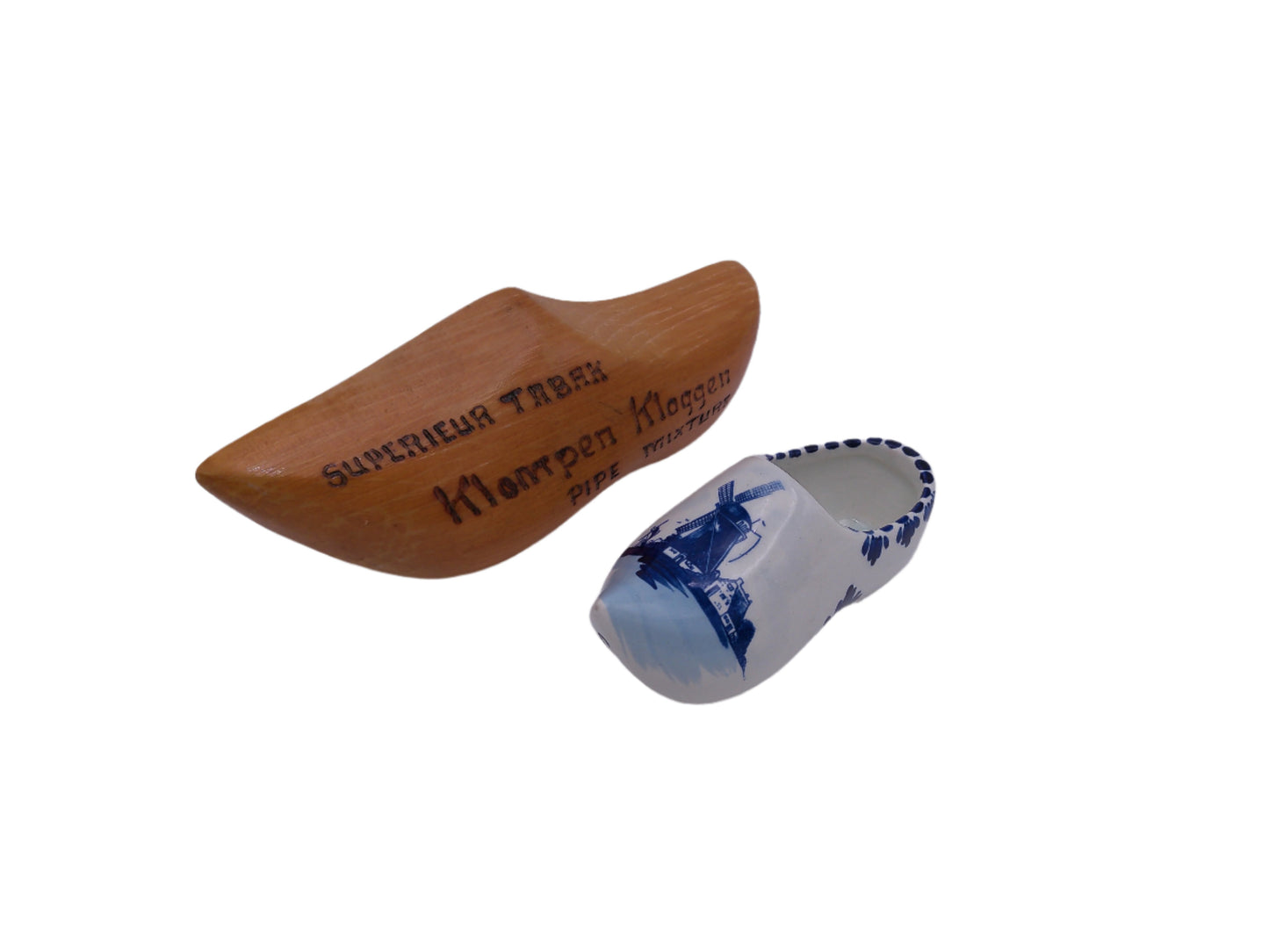 Vintage Porcelain Dutch Clog  and wooden Shoe Hand Painted