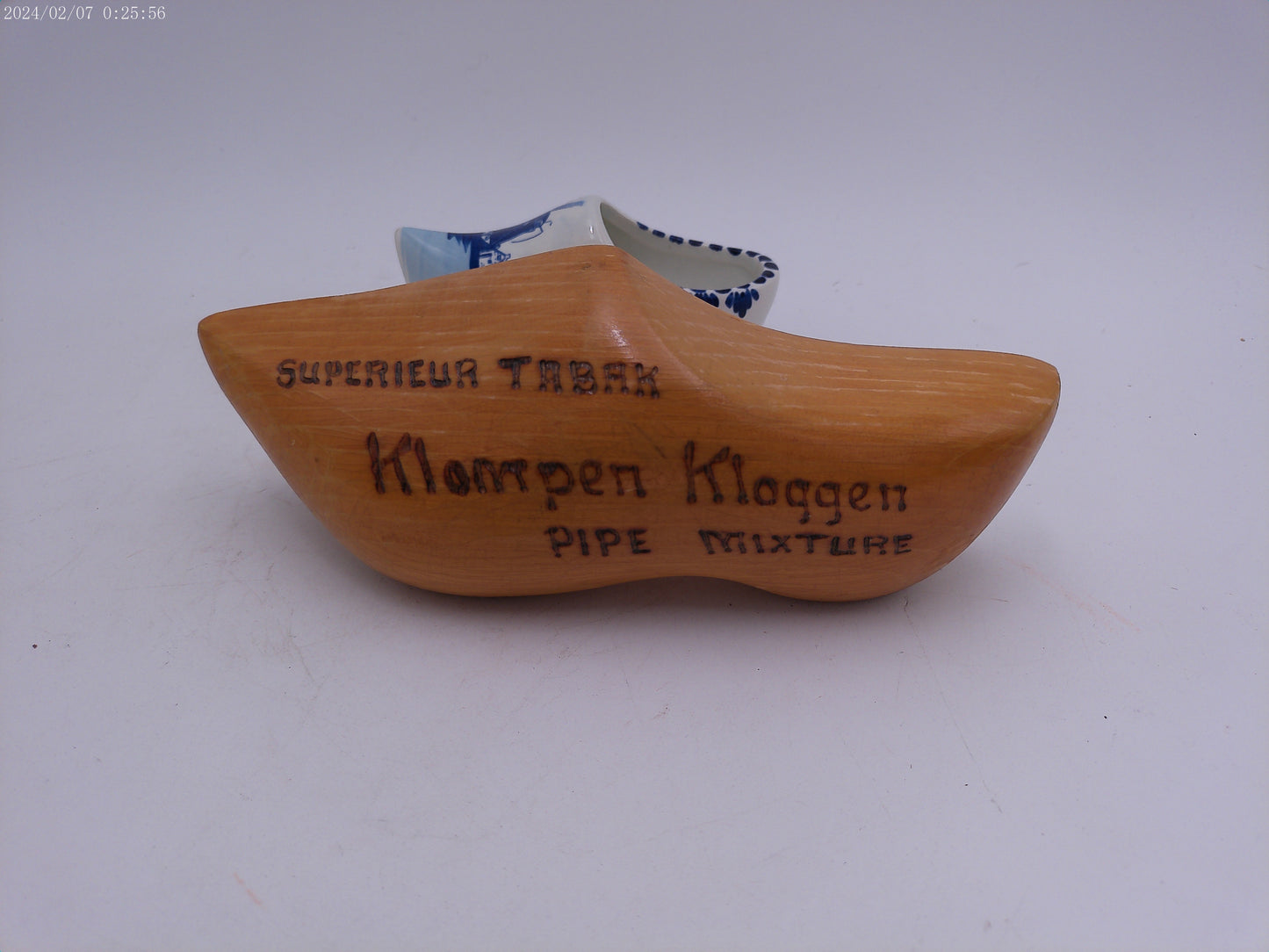 Vintage Porcelain Dutch Clog  and wooden Shoe Hand Painted