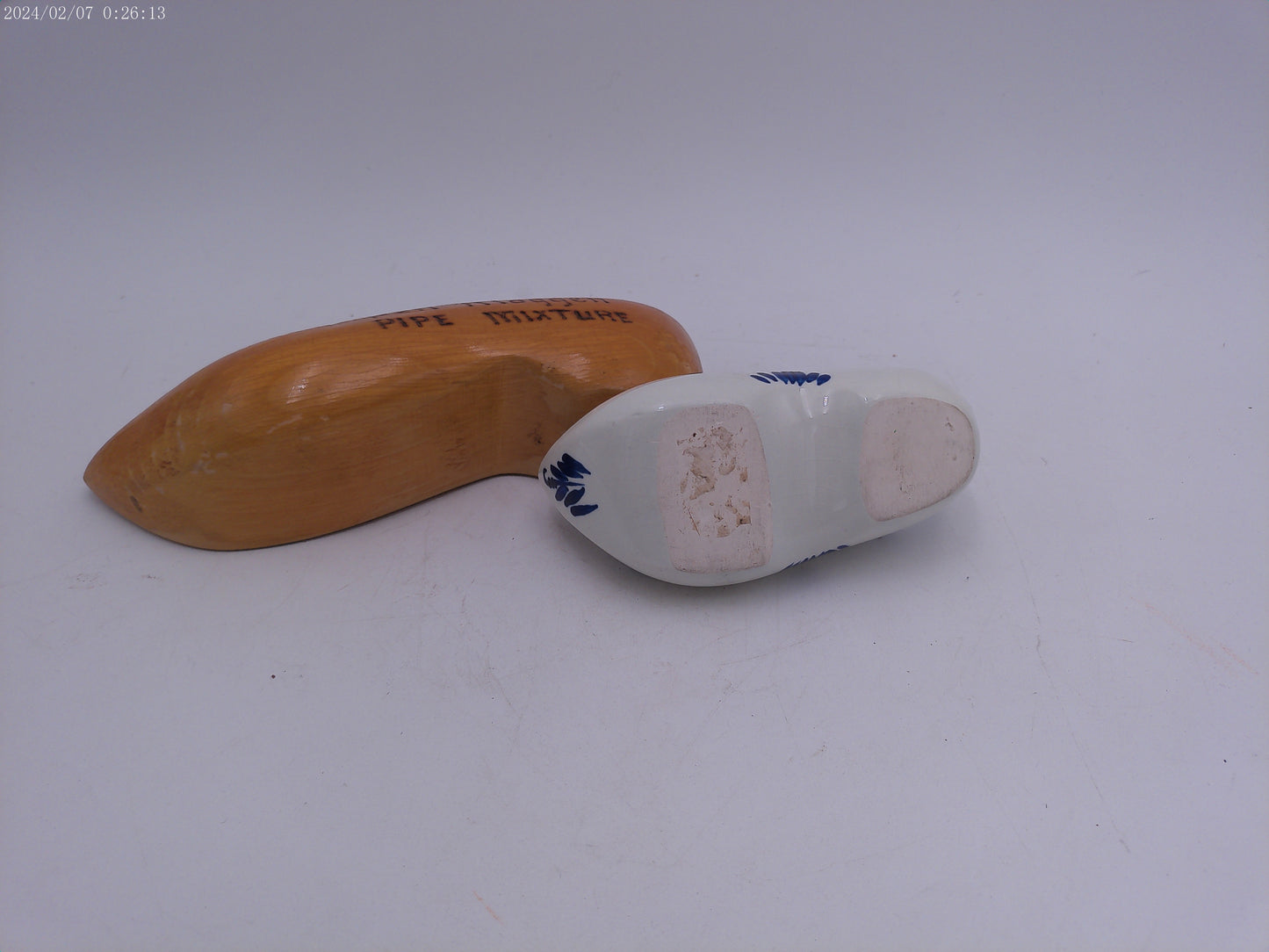 Vintage Porcelain Dutch Clog  and wooden Shoe Hand Painted