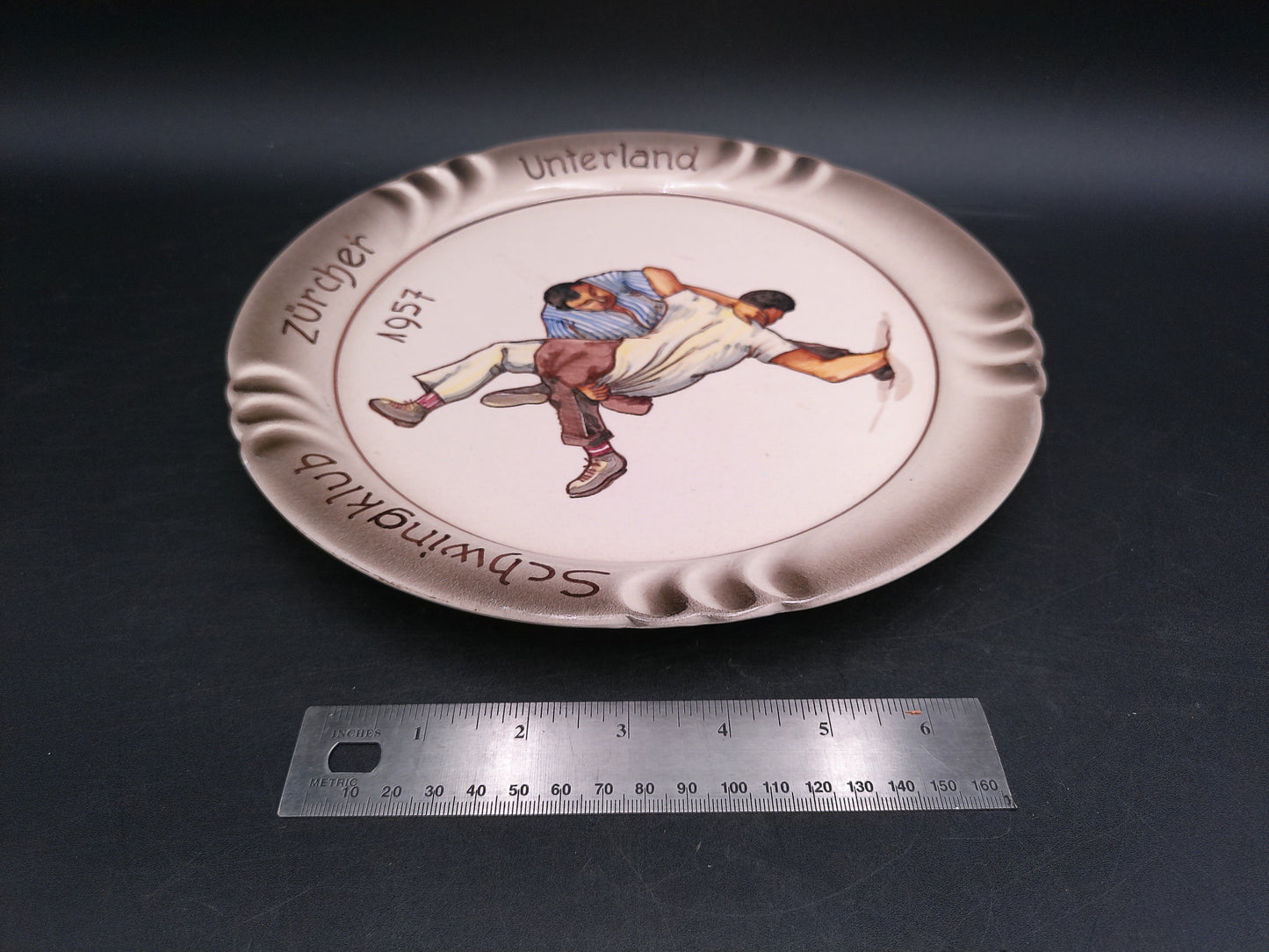 Wrestling Association Plate Schwingklub Zurcher Unterland 1957 Rare Swiss