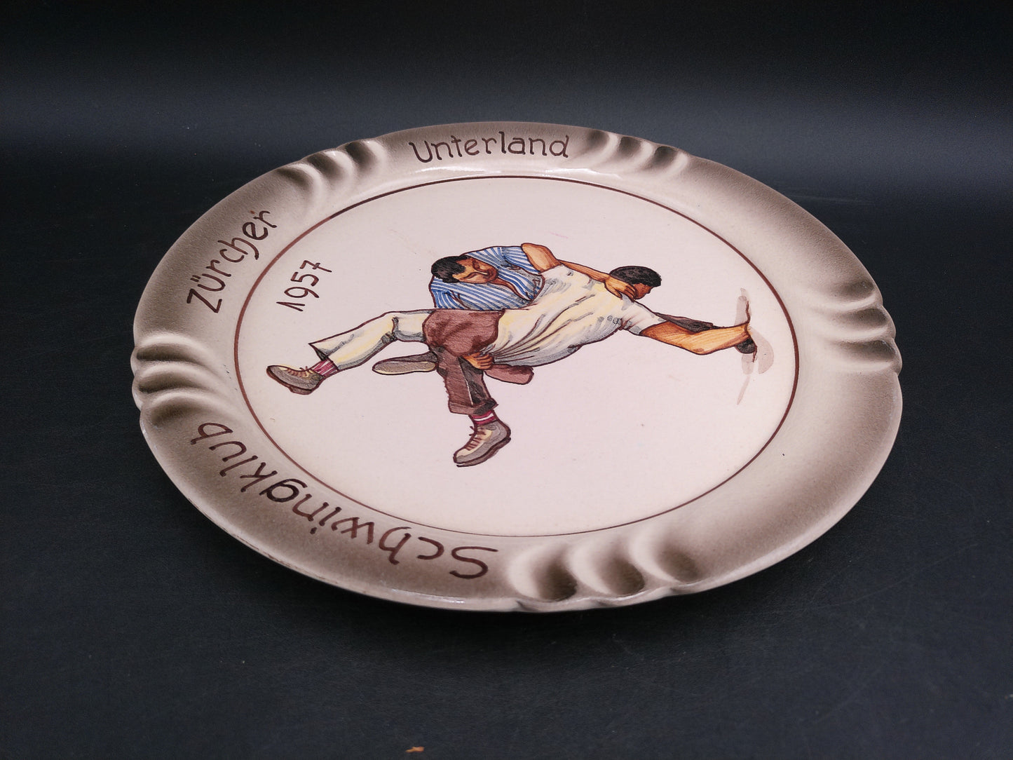 Wrestling Association Plate Schwingklub Zurcher Unterland 1957 Rare Swiss