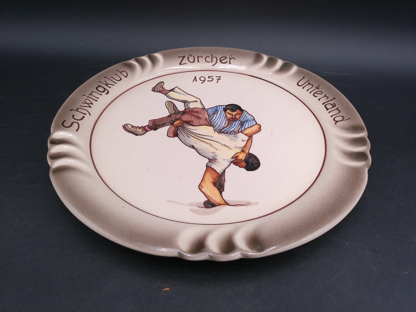 Wrestling Association Plate Schwingklub Zurcher Unterland 1957 Rare Swiss