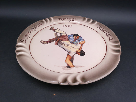 Wrestling Association Plate Schwingklub Zurcher Unterland 1957 Rare Swiss