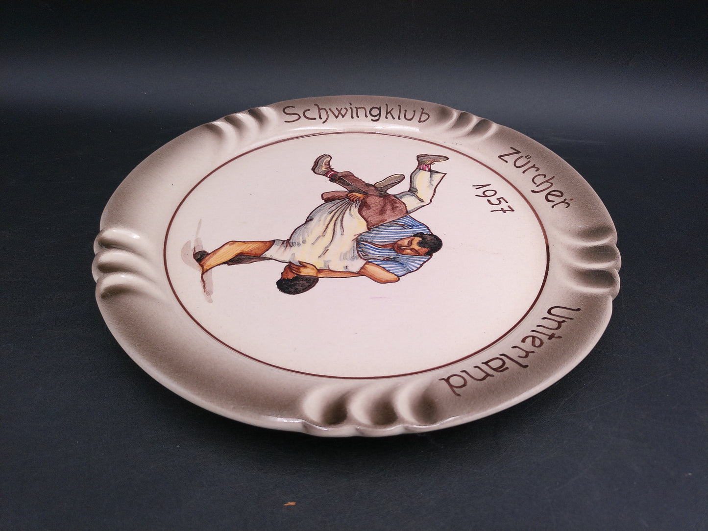 Wrestling Association Plate Schwingklub Zurcher Unterland 1957 Rare Swiss