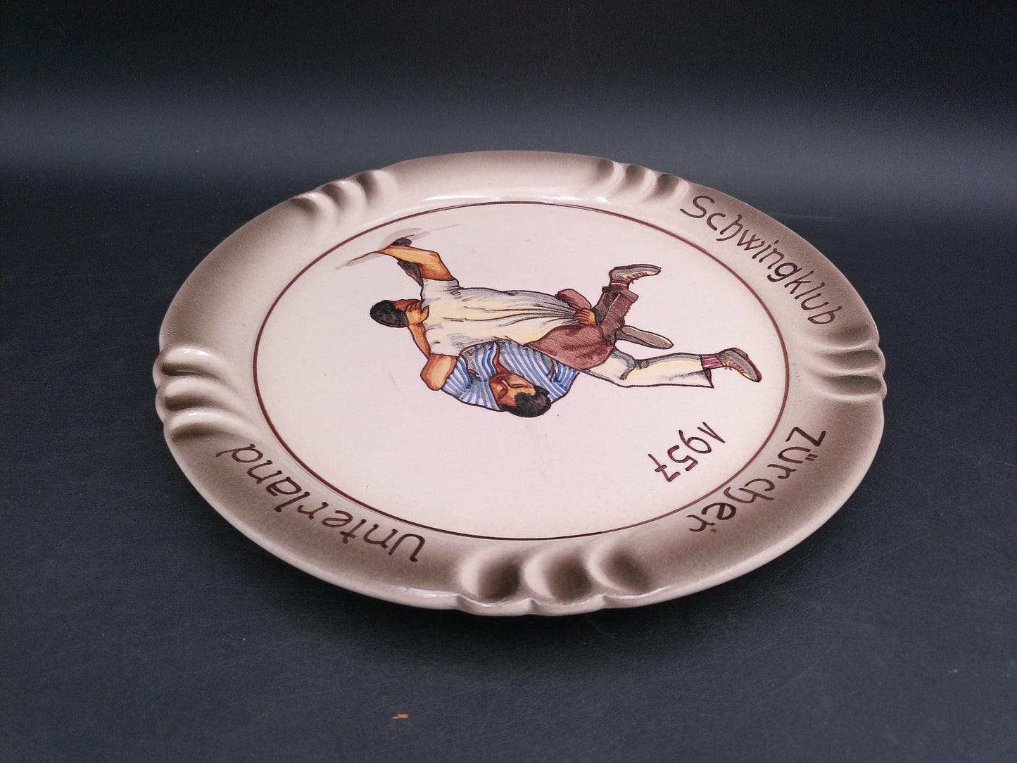 Wrestling Association Plate Schwingklub Zurcher Unterland 1957 Rare Swiss