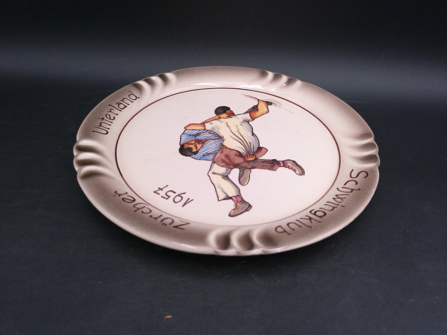 Wrestling Association Plate Schwingklub Zurcher Unterland 1957 Rare Swiss
