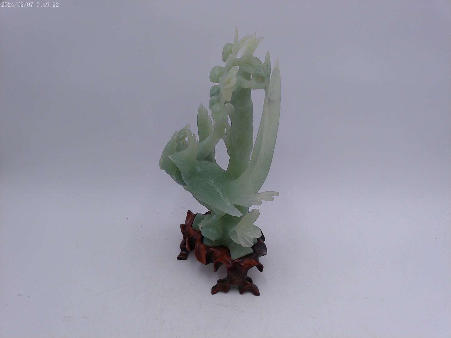 Hand Carved Jade Birds in Tree Sculpture