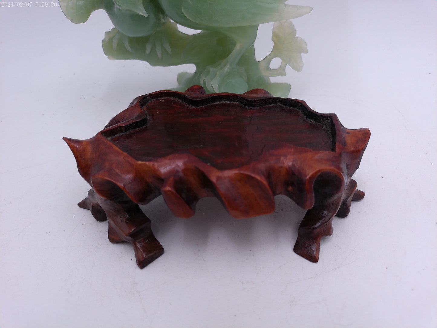 Hand Carved Jade Birds in Tree Sculpture