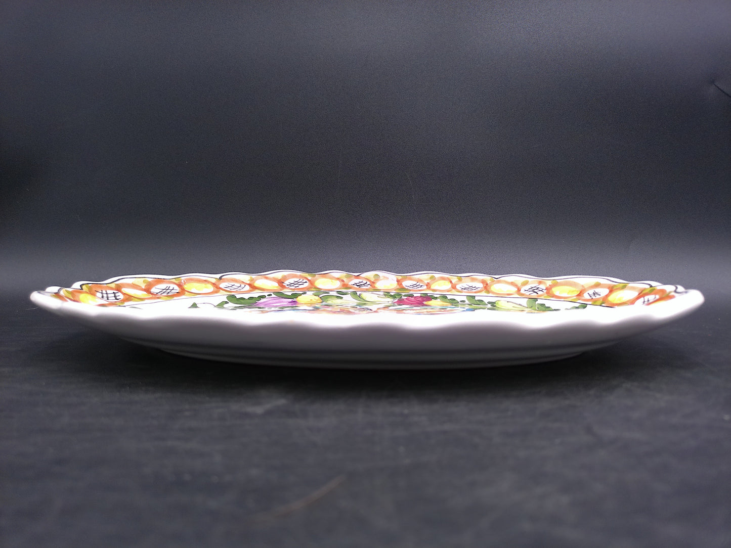 Beautiful Floral Design Oval Platter Hnade Made by B.K Skyros in Greece