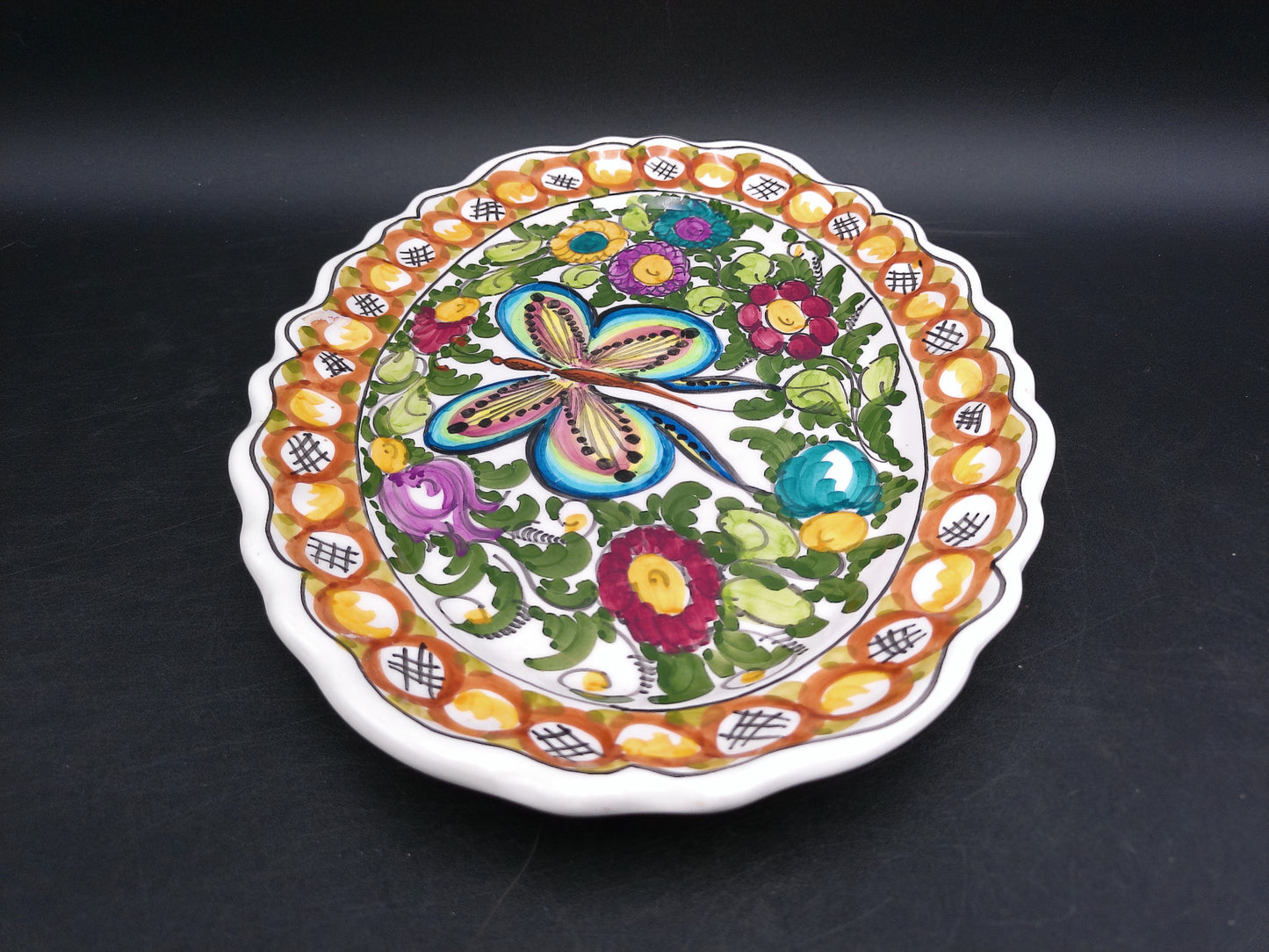 Beautiful Floral Design Oval Platter Hnade Made by B.K Skyros in Greece