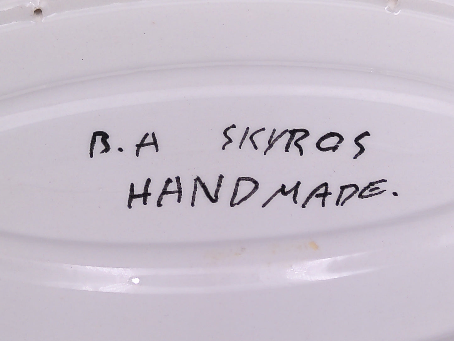 Beautiful Floral Design Oval Platter Hnade Made by B.K Skyros in Greece