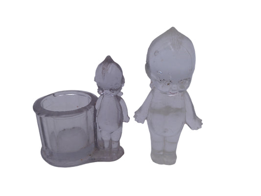 Kewpie Vintage Clear Glass Kewpie Doll - by B. Shackman Co. New York lot of 2