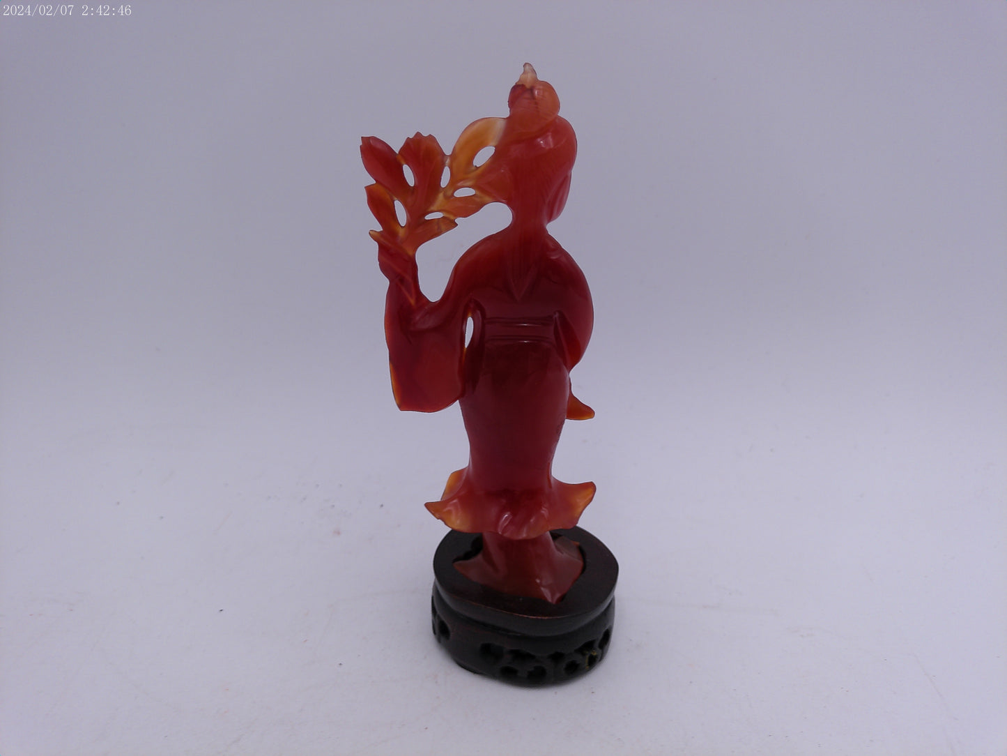 Chinese Red Guanyin Carved Figurine