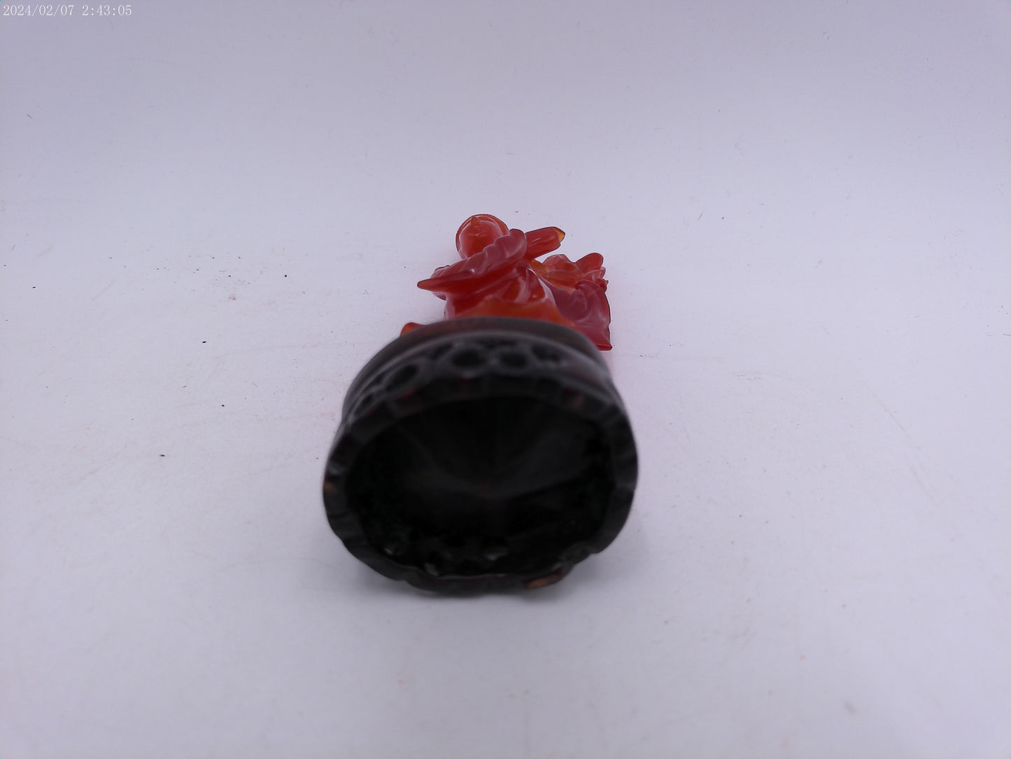 Chinese Red Guanyin Carved Figurine