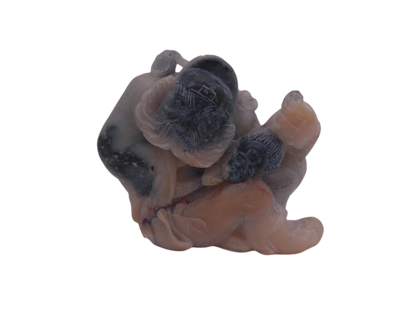 Rare Stone Craved Statue Man And Child Chinese