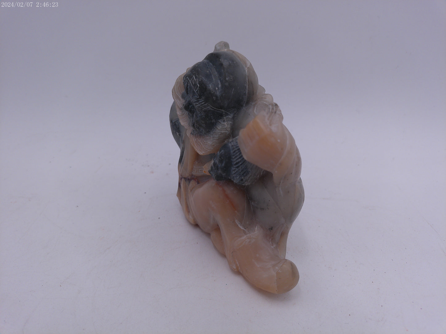 Rare Stone Craved Statue Man And Child Chinese