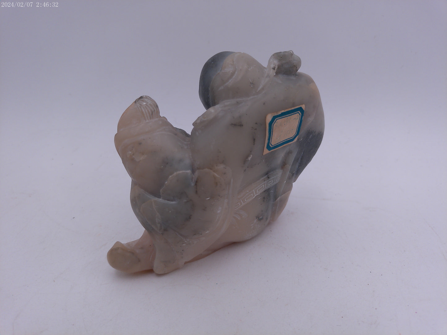 Rare Stone Craved Statue Man And Child Chinese