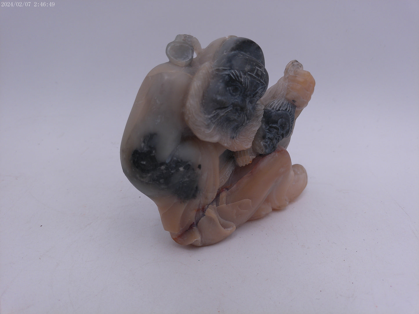 Rare Stone Craved Statue Man And Child Chinese