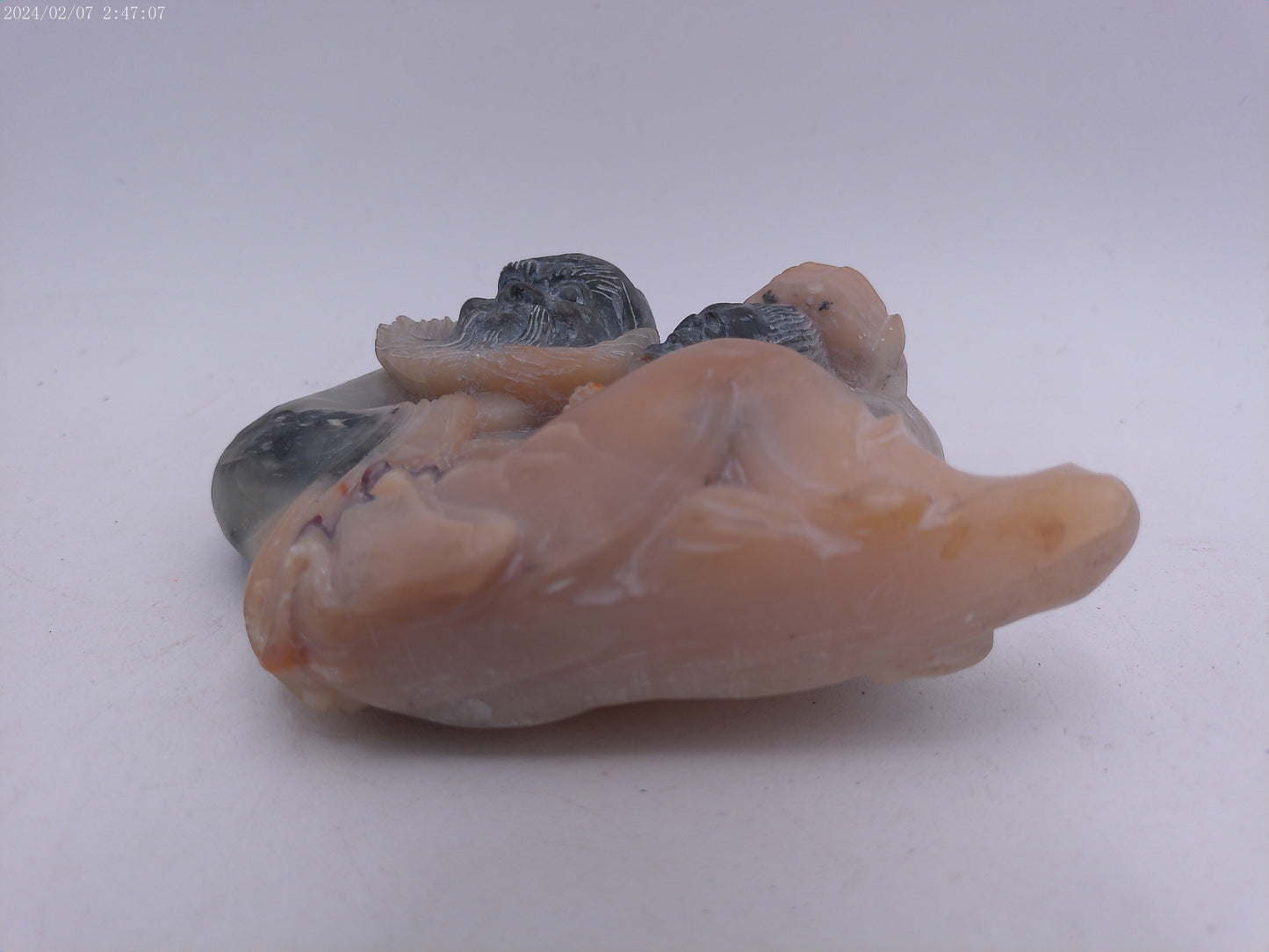 Rare Stone Craved Statue Man And Child Chinese