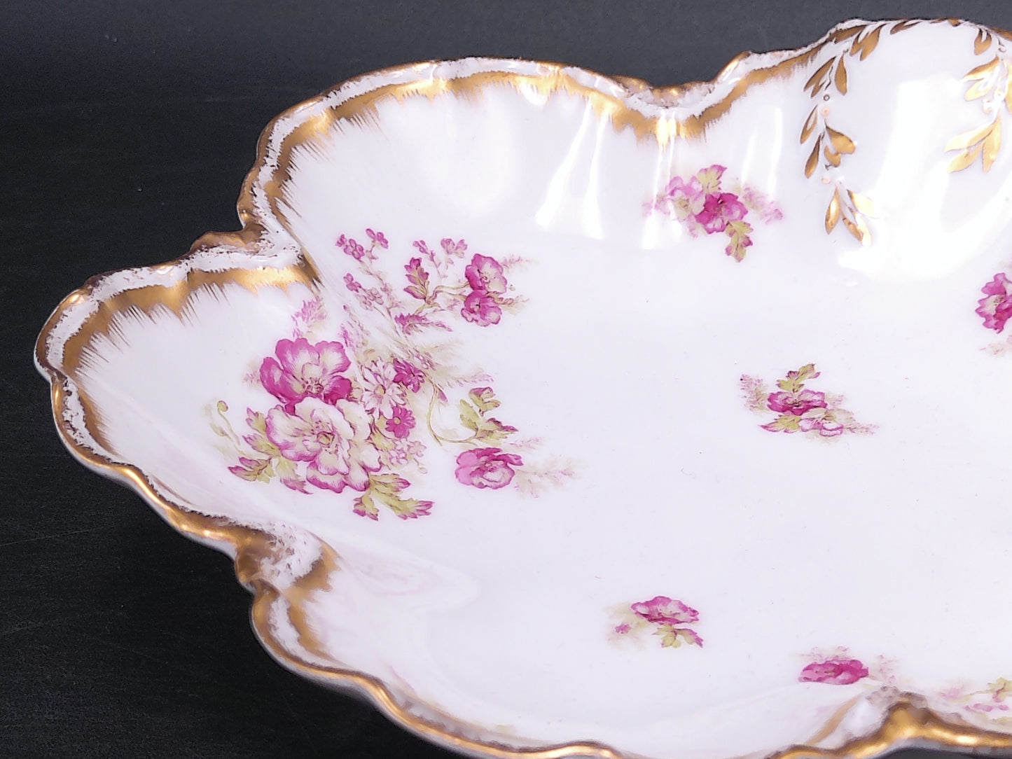 Haviland & Co France Gold Rim Plate Relish Dish Vintage