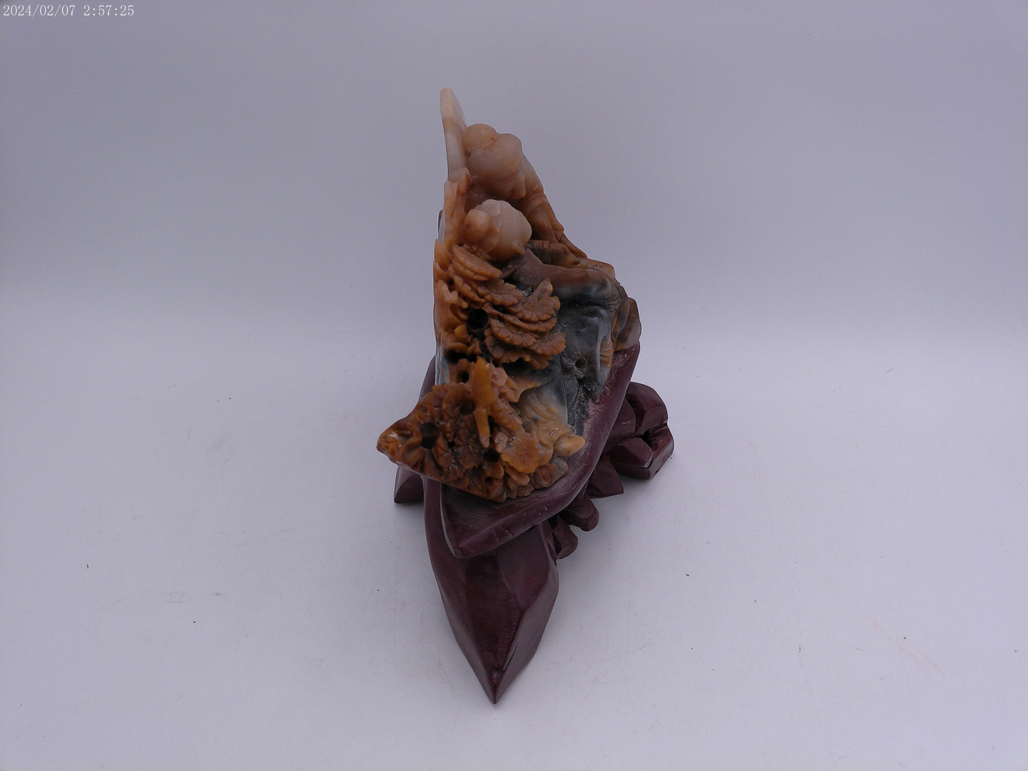 CHINESE Art Carved solid Soapstone Mother and son Figure