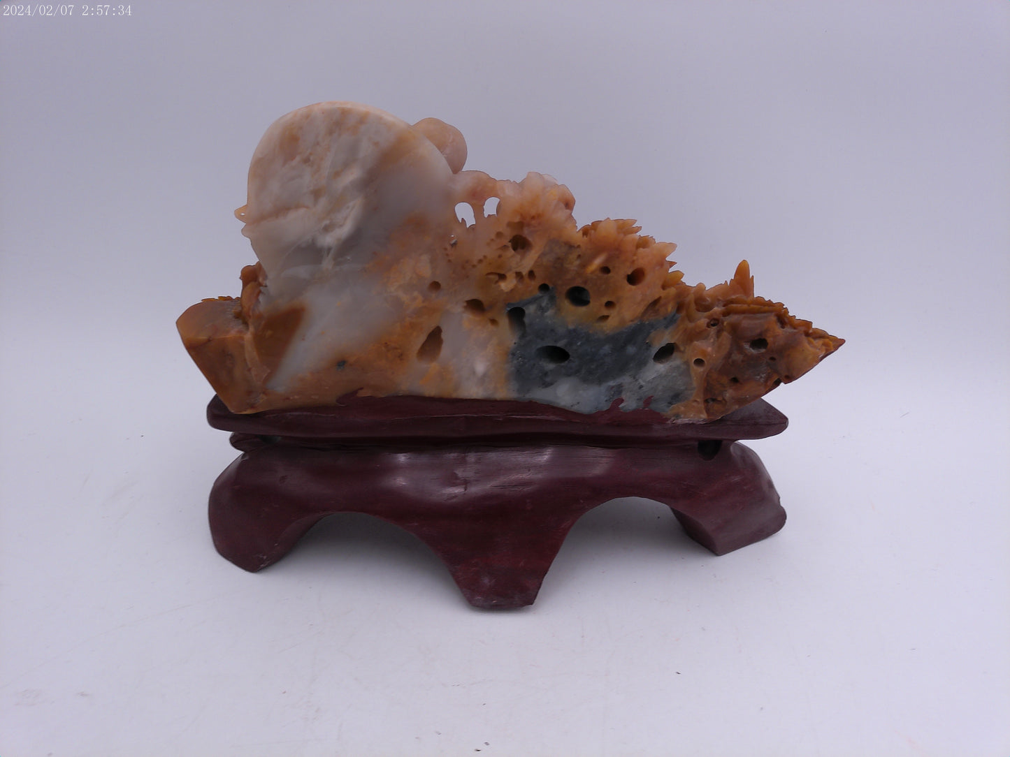 CHINESE Art Carved solid Soapstone Mother and son Figure