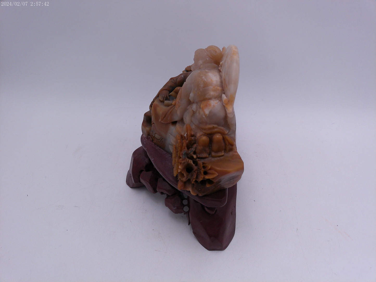 CHINESE Art Carved solid Soapstone Mother and son Figure