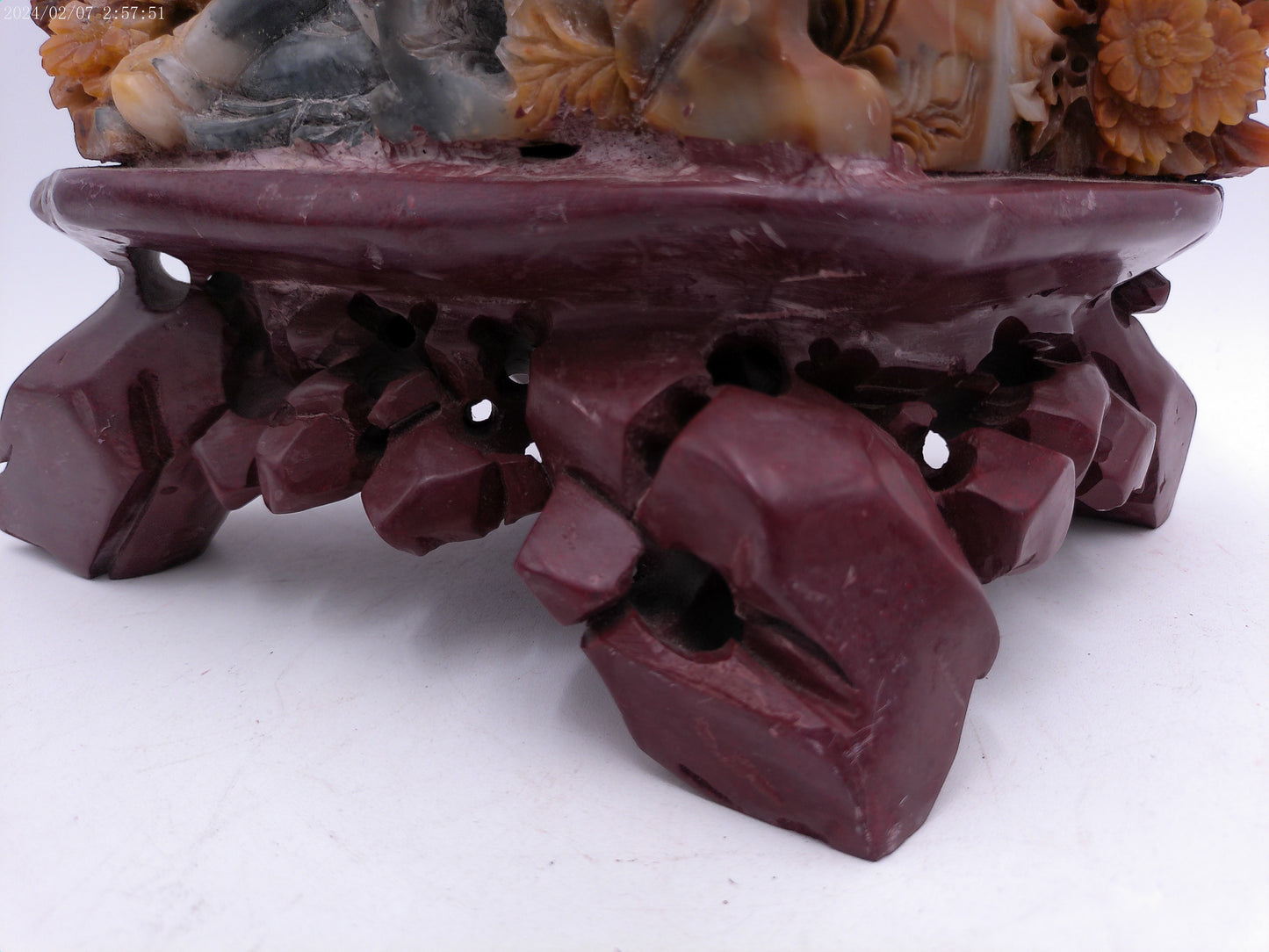 CHINESE Art Carved solid Soapstone Mother and son Figure