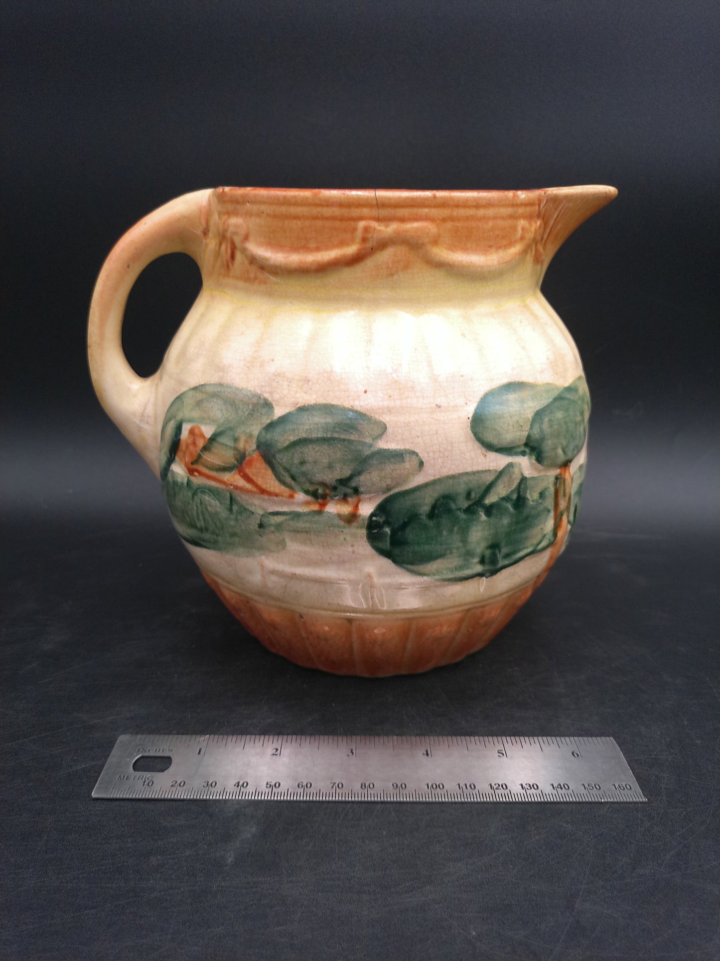 Roseville Antique Early Landscape Trees Stoneware Pottery Utility Jug Pitcher