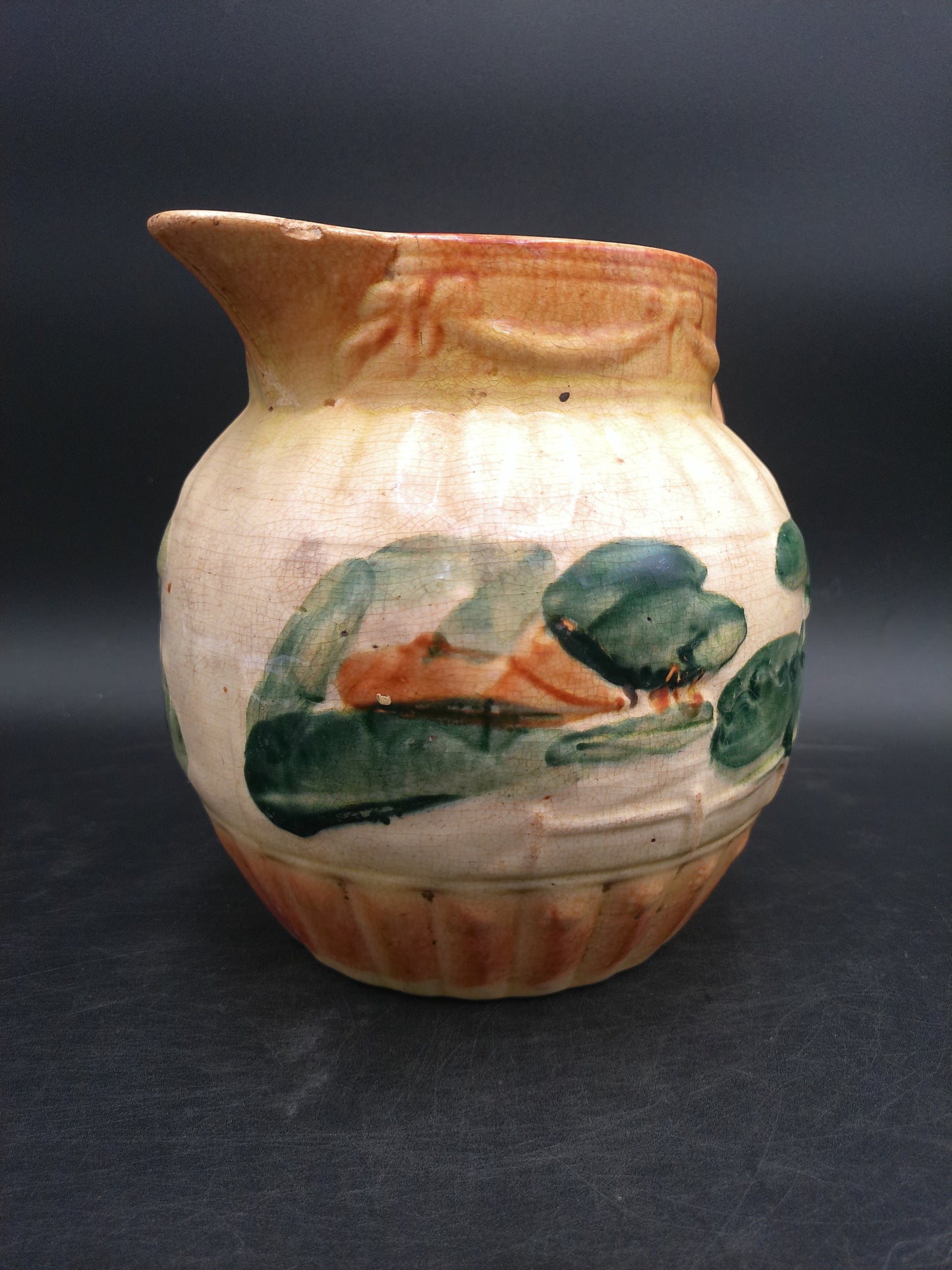 Roseville Antique Early Landscape Trees Stoneware Pottery Utility Jug Pitcher