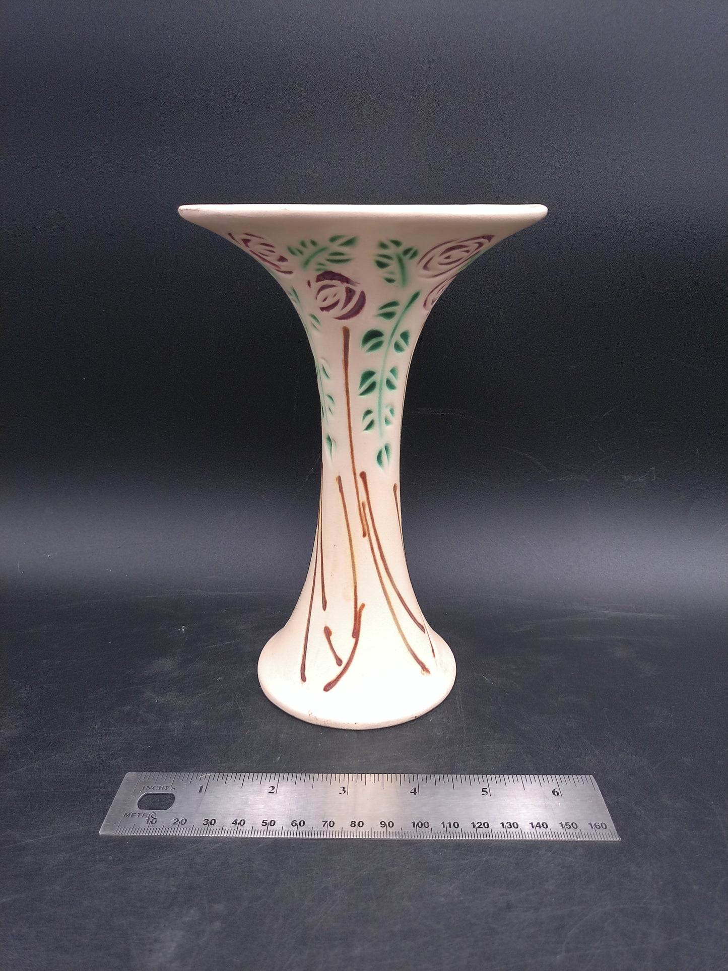 Roseville Art Pottery in Velmoss Scroll Pattern Mid 20thC Vase