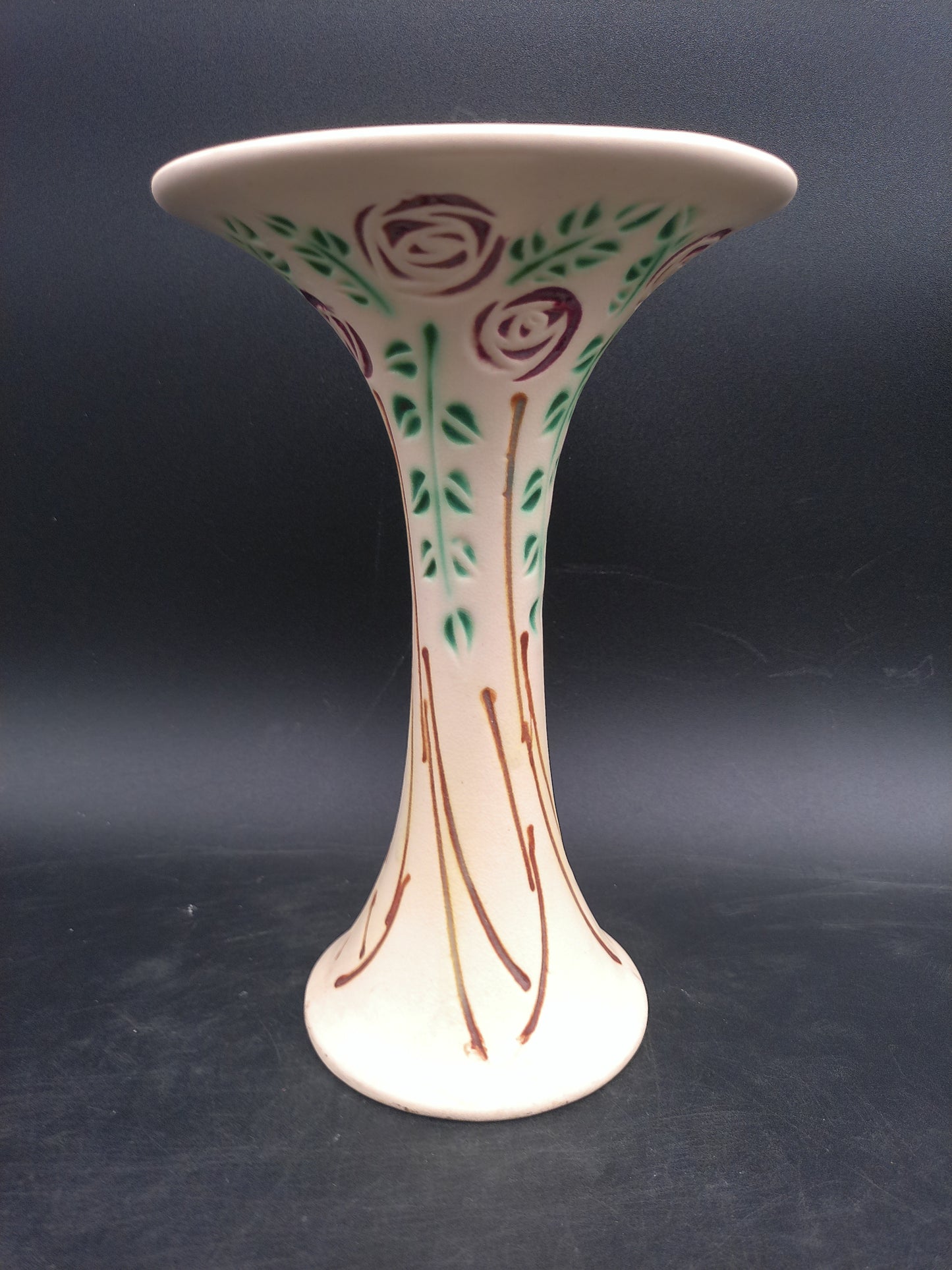 Roseville Art Pottery in Velmoss Scroll Pattern Mid 20thC Vase