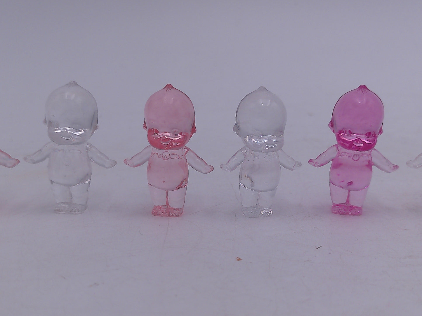 Kewpie crystal mascot figures Qty 9 pink and clear color