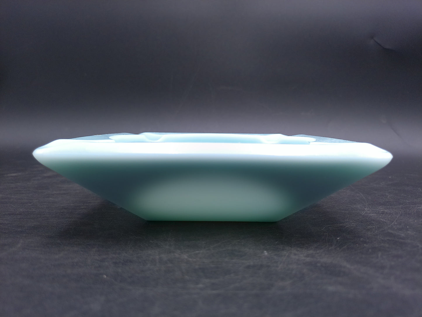 Ashtray Light Blue Opaque Glass Square Vintage