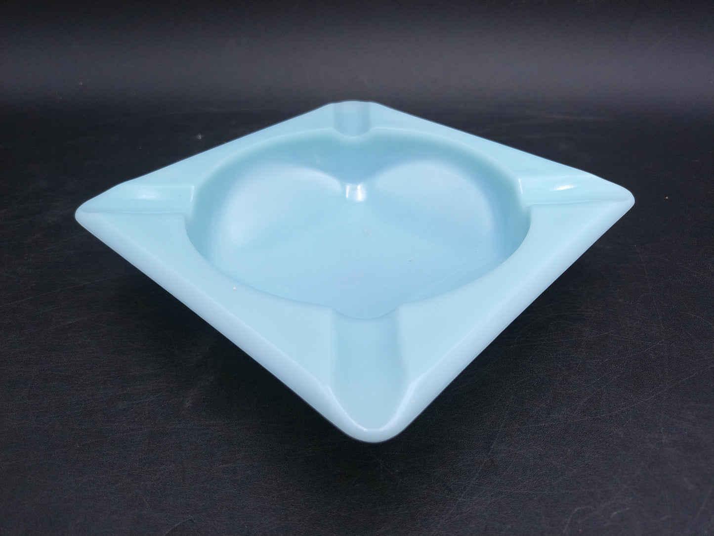 Ashtray Light Blue Opaque Glass Square Vintage