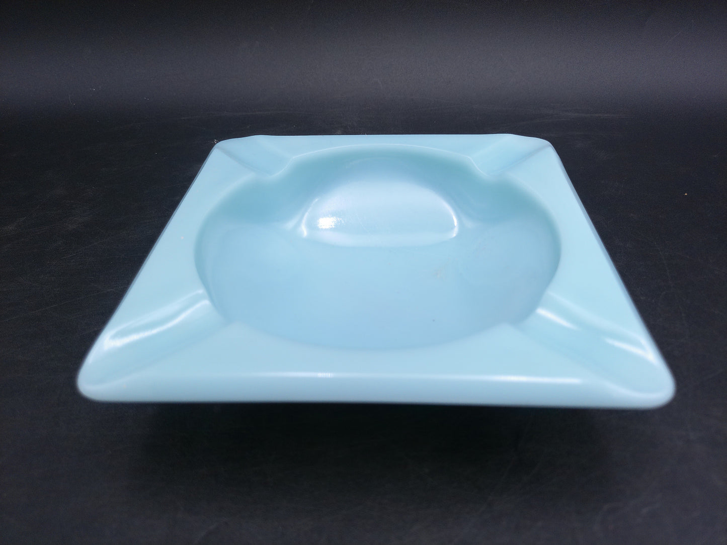 Ashtray Light Blue Opaque Glass Square Vintage