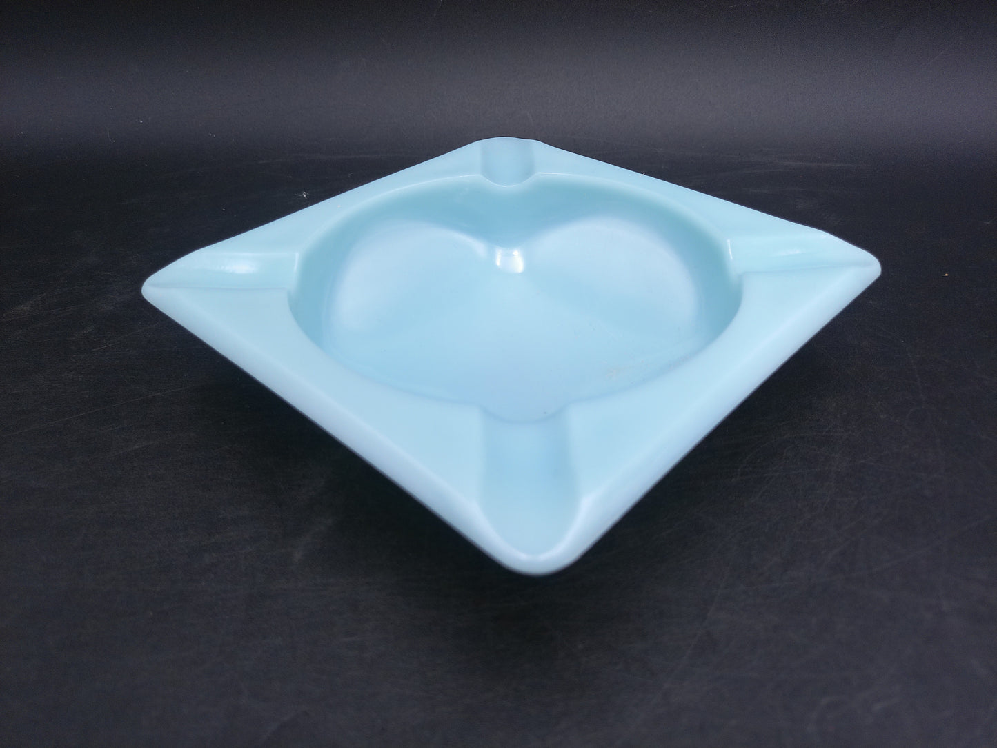 Ashtray Light Blue Opaque Glass Square Vintage