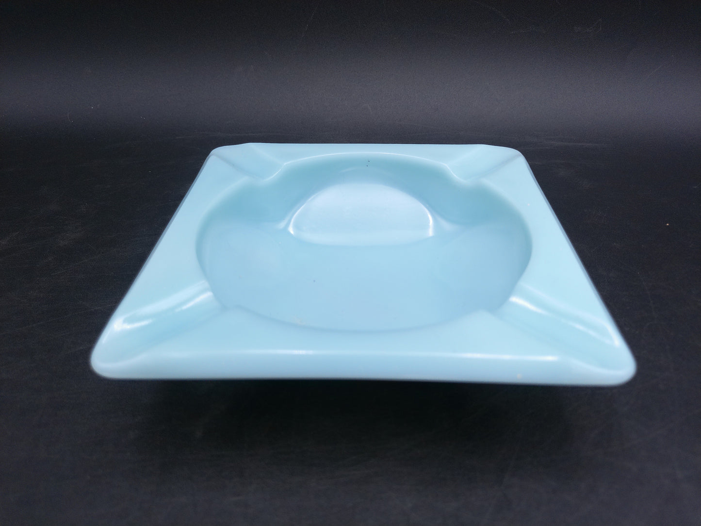 Ashtray Light Blue Opaque Glass Square Vintage