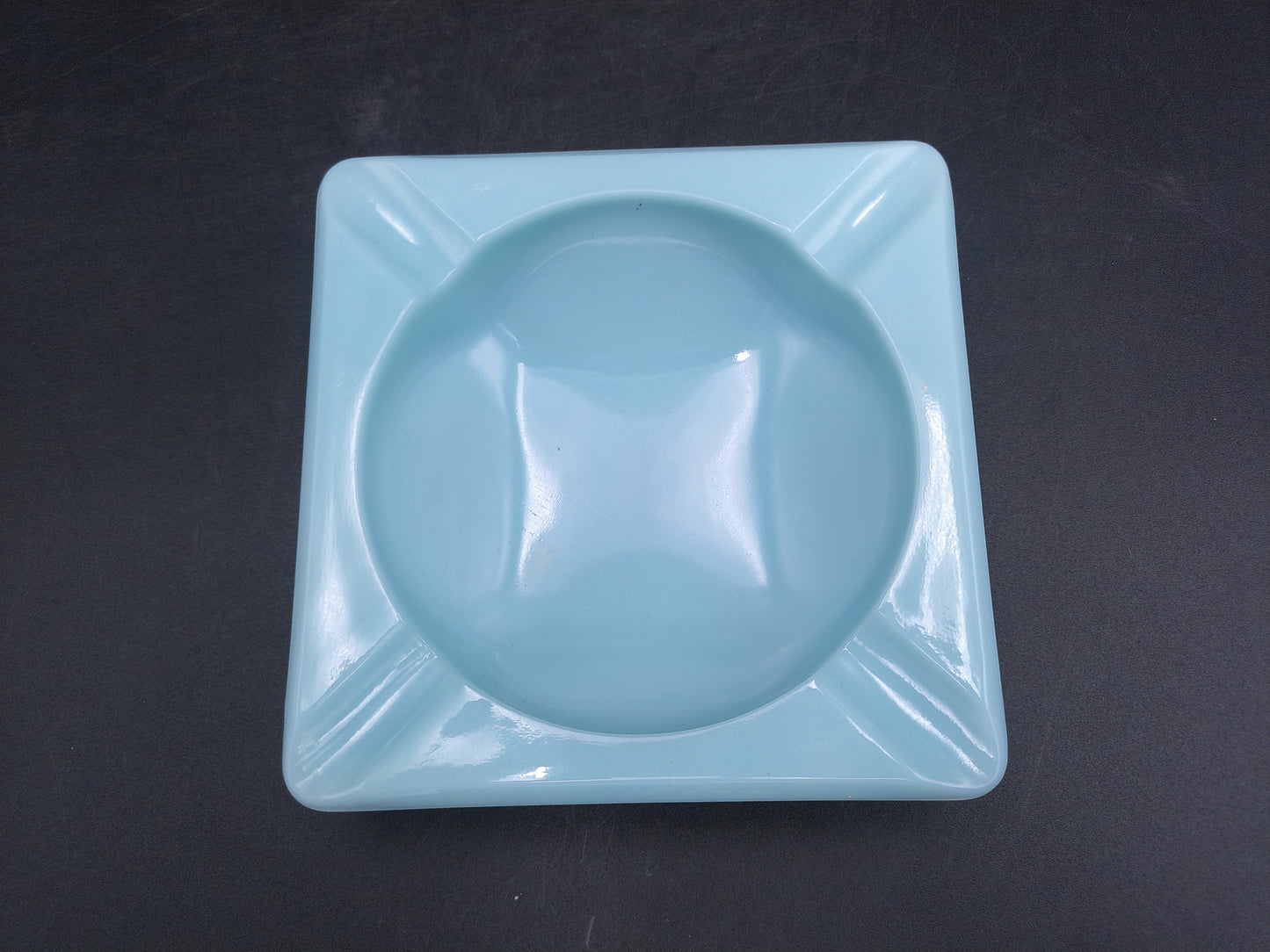 Ashtray Light Blue Opaque Glass Square Vintage